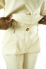 Monochromatic, 2pc pant & top set, Trouser, top, cream, beige, chic, fall fashion, transitional piece, monochromatic outfit, classy fashion, timeless fashion, vogue, fashion week, elegant style, level up, high value woman, minimalist fashion, fashionista, essence magazine, business wear, office attire, women's business wear, women's office outfit, women's clothing, online women's clothing store, rich husband, anna bey, elite clothing, luxury women's clothing