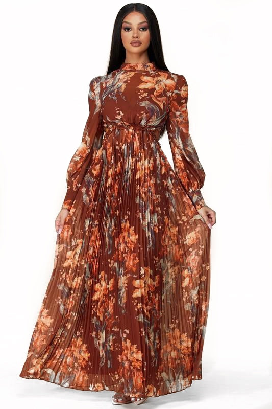 Autumn Flower Maxi Dress Small